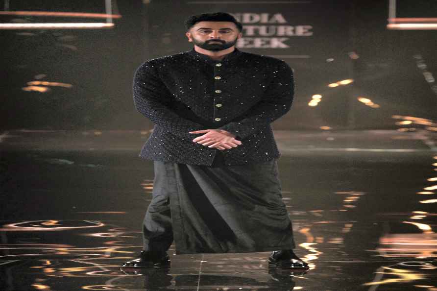 New Delhi: Actor Ranbir Kapoor walks the ramp for Kunal Rawal show...