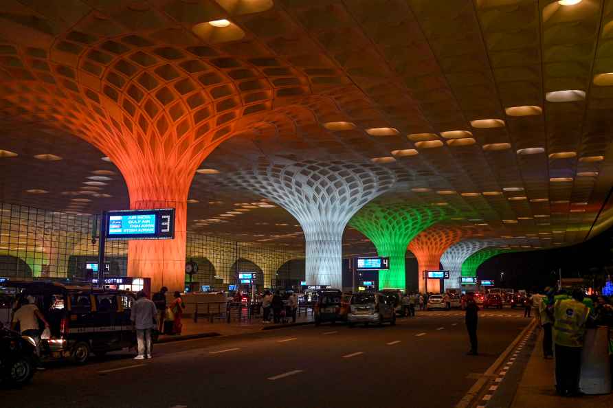 Chhatrapati Shivaji Maharaj International Airport illuminated