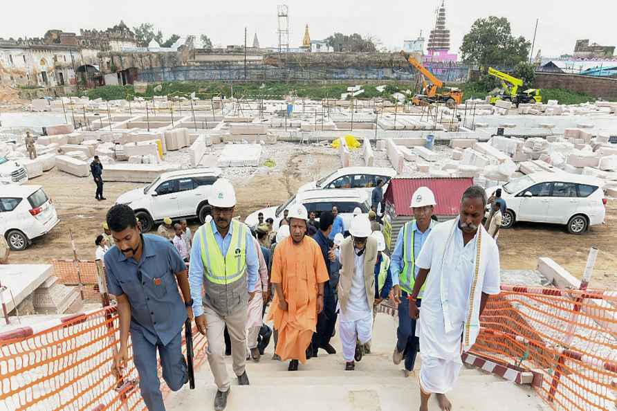 CM Yogi inspects Ram Temple work