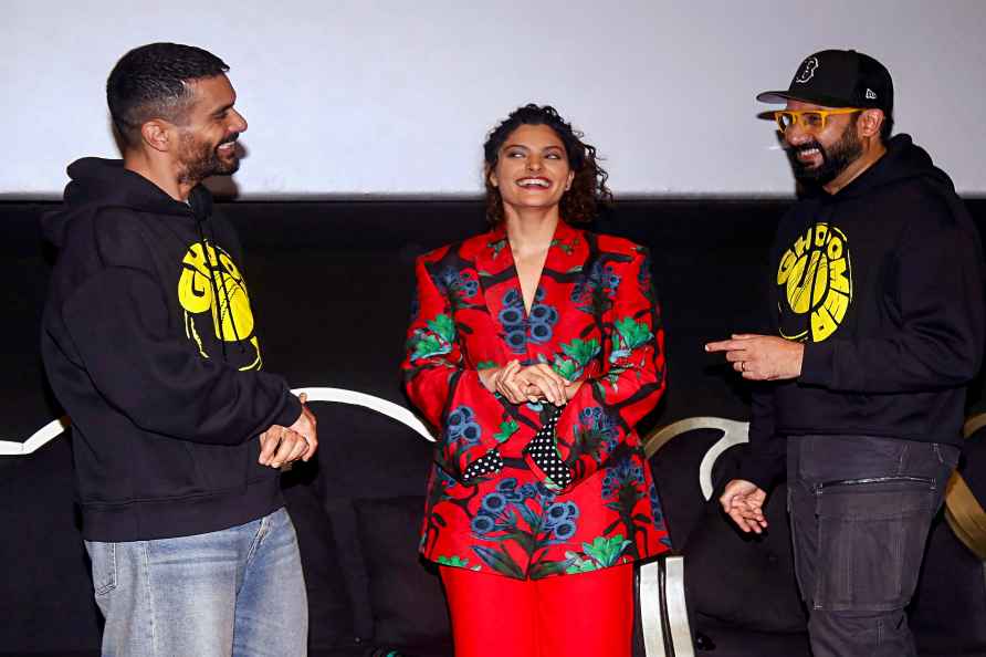 Mumbai: Bollywood actors Abhishek Bachchan, Saiyami Kher and Angad...