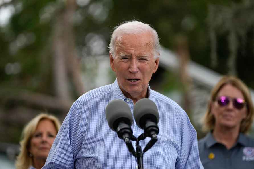 Joe Biden speaks following survey