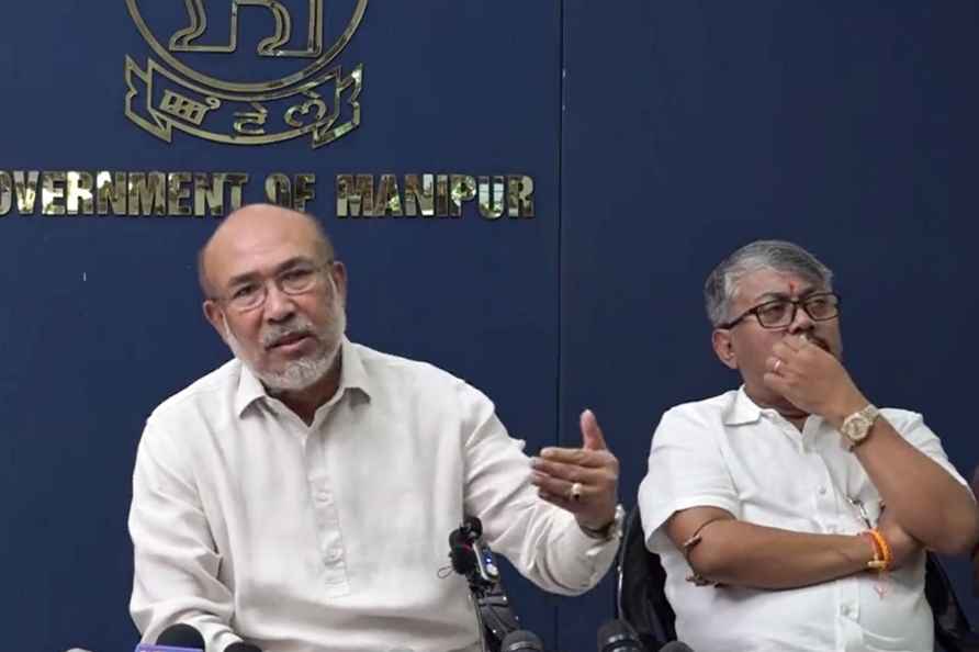 N Biren Singh addresses press