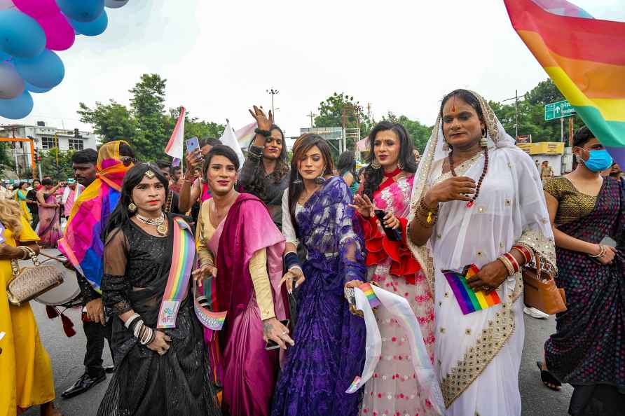 Lucknow: Transgenders participate in a walk organised by Aadishiv...