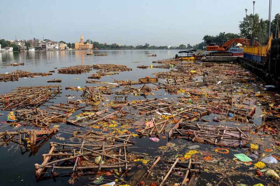 Leftover of festivities at Lower Lake in Bhopal