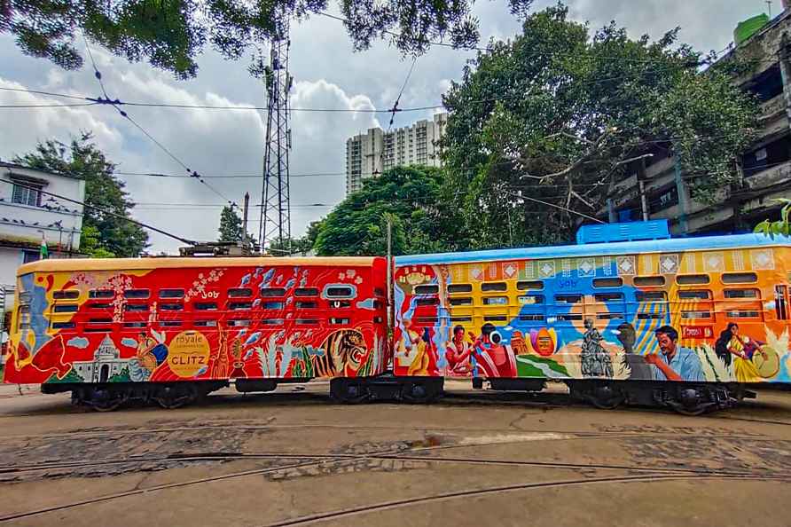 Durga Puja themed Kolkata tram