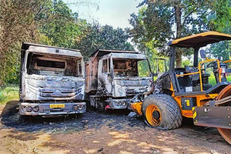 Construction vehicles burnt by LWE