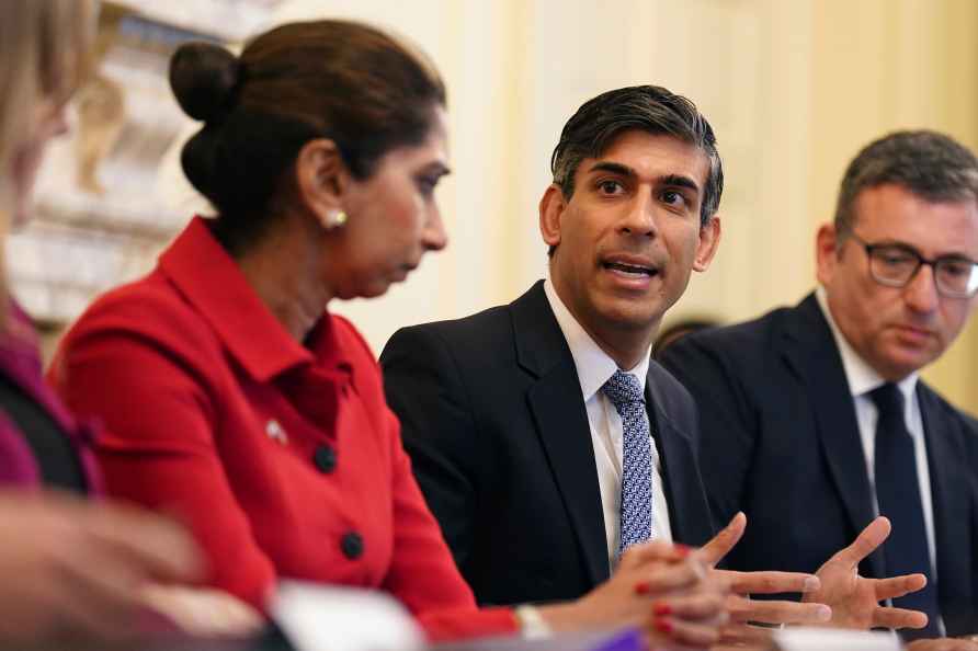 Britain's Prime Minister Rishi Sunak hosts a policing roundtable...