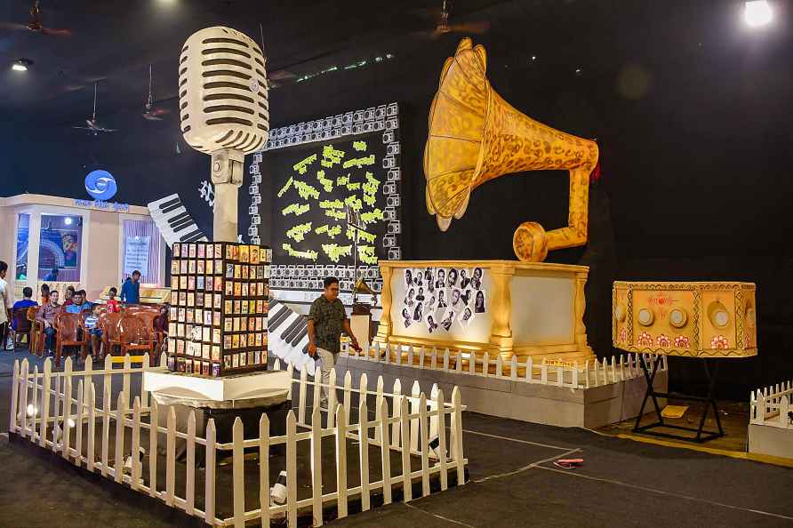 Guwahati: A 'puja pandal' themed on the musical instruments for ...