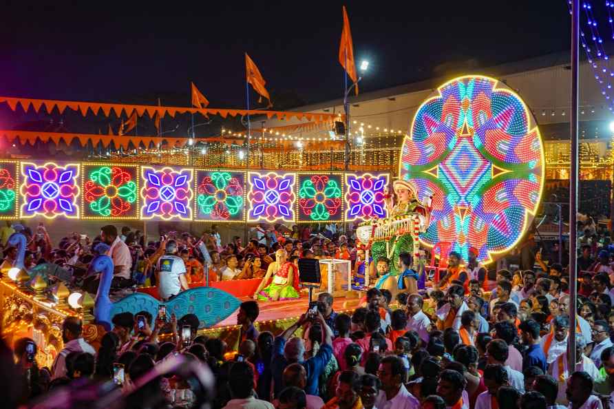 Udupi: Devotees take part in a procession at Ucchila Sri mahalaxmi...