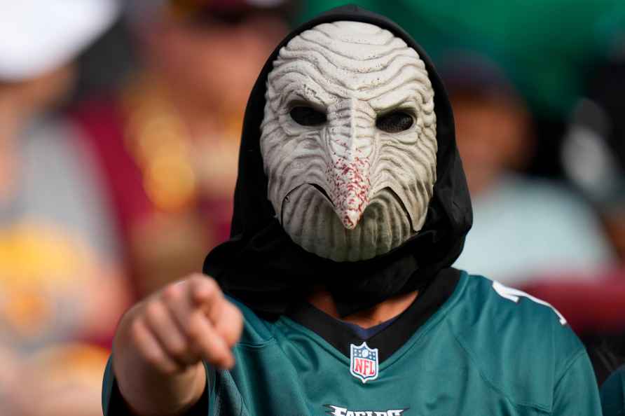 Philadelphia Eagles fan in the stands during the first half of an...