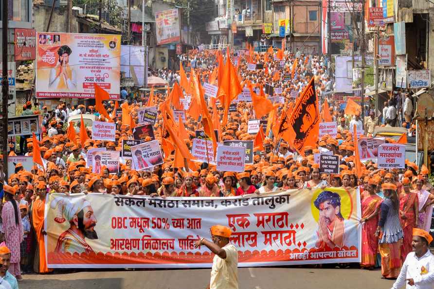 Protest over Maratha reservation in Karad