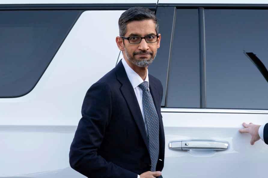 Google and Alphabet Inc. CEO Sundar Pichai arrives at the federal...