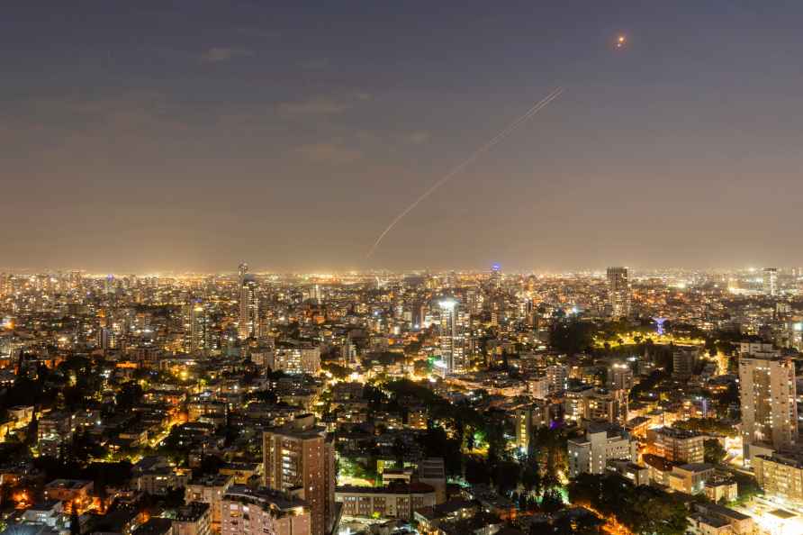 Israeli Iron Dome air defense system fires to intercept a rocket...