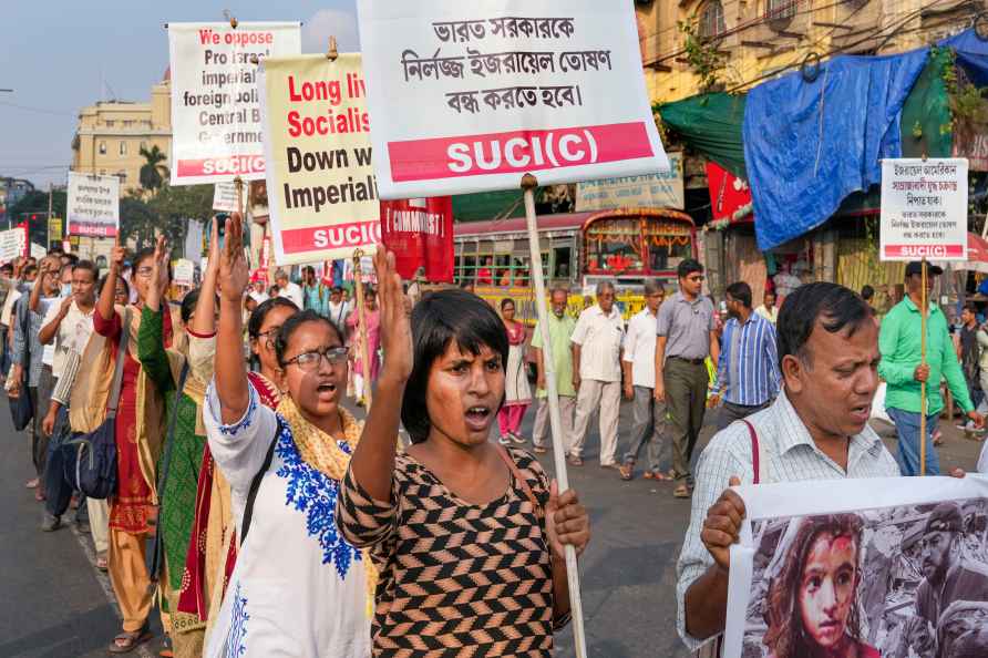 Kolkata: SUCI activist participate in a protest rally against Israel...