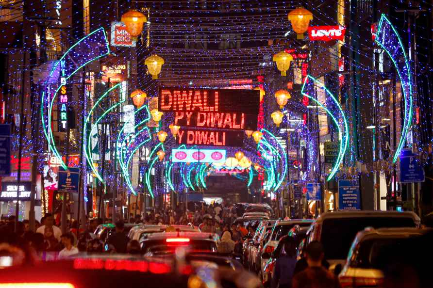 Bengaluru: Commercial Street illuminated ahead of Diwali festival...