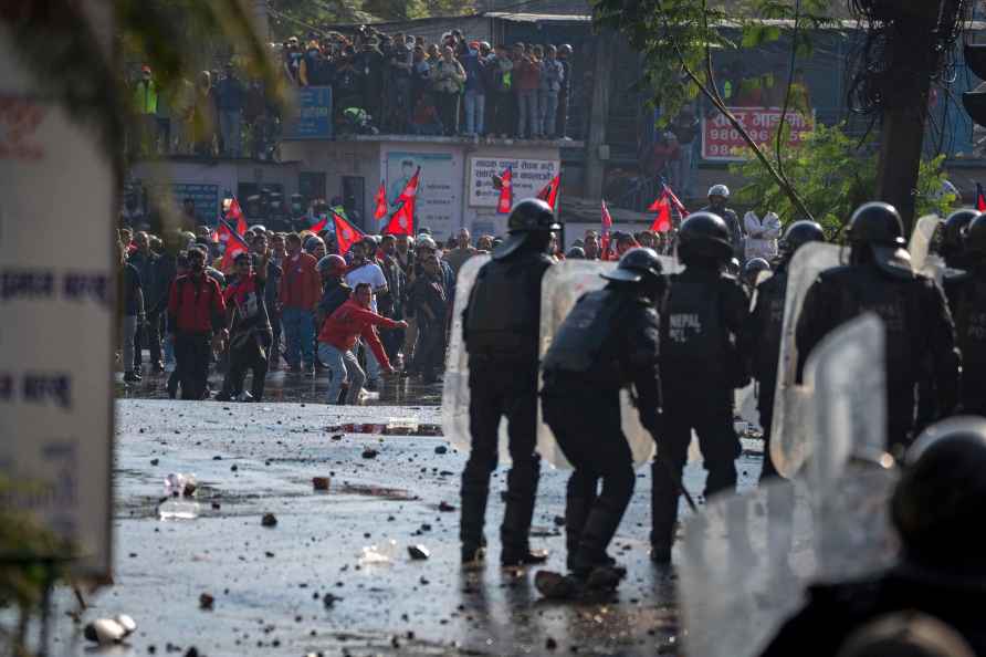 Protesters clash with police in a rally