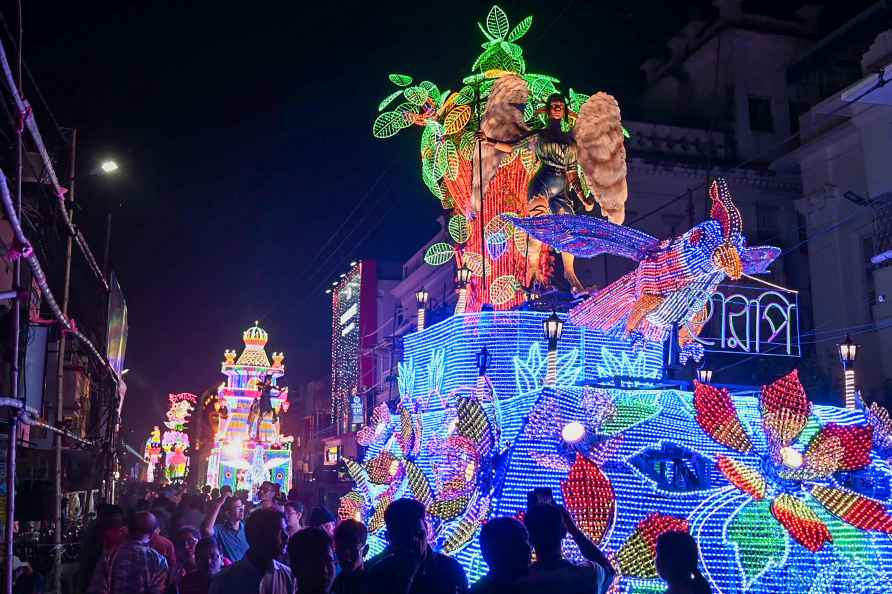 Jagadhatri Puja procession in Hooghly