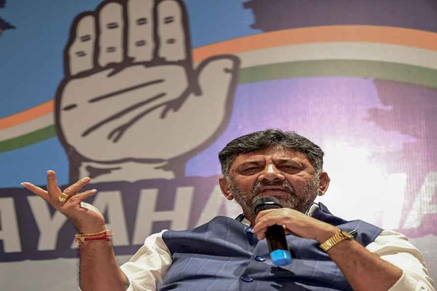 Hyderabad: Karnataka Deputy Chief Minister DK Shivakumar addresses...