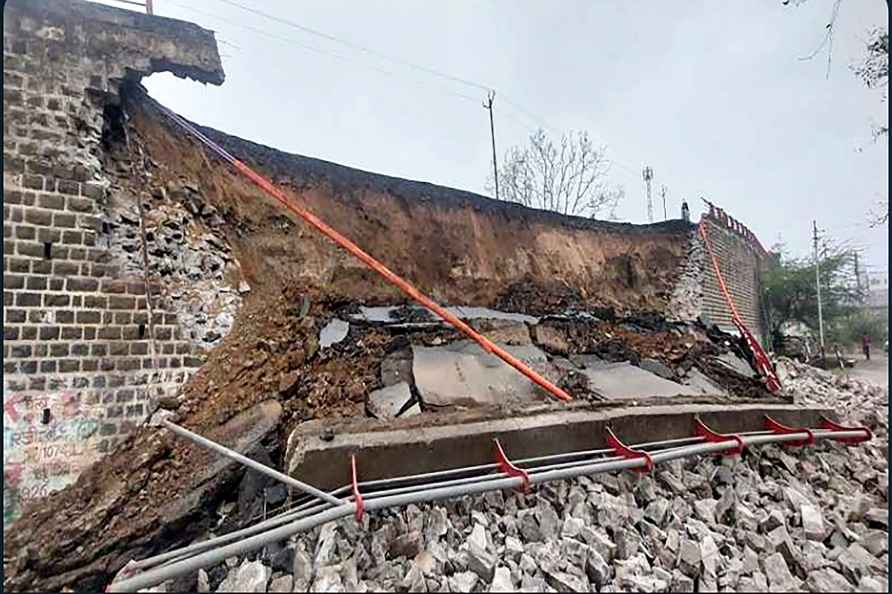 Railway bridge portion collapsed