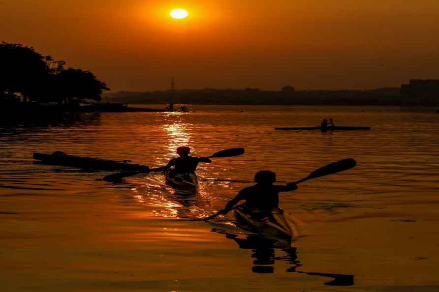 Sailors practice at Hussain Sagar Lake