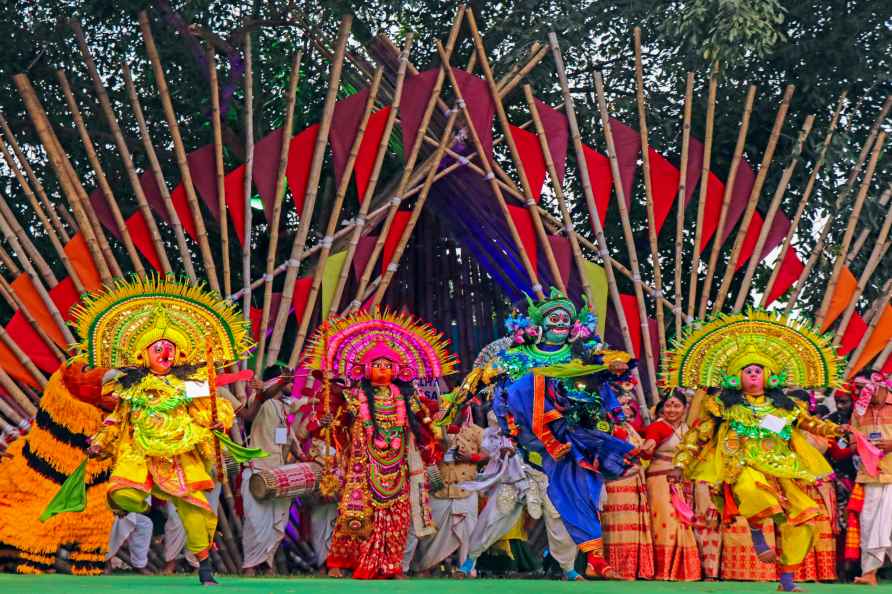 Birbhum: Folk dancers perform 'Chhau dance' during 'Lok Mahotsav...