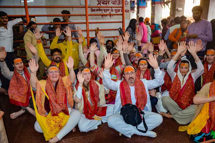 Foreign devotees at Vindhyavasini Temple