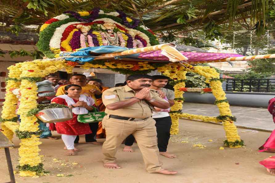 Chikkamagaluru: Devotees arrive to offer prayers at the Kodandarama...