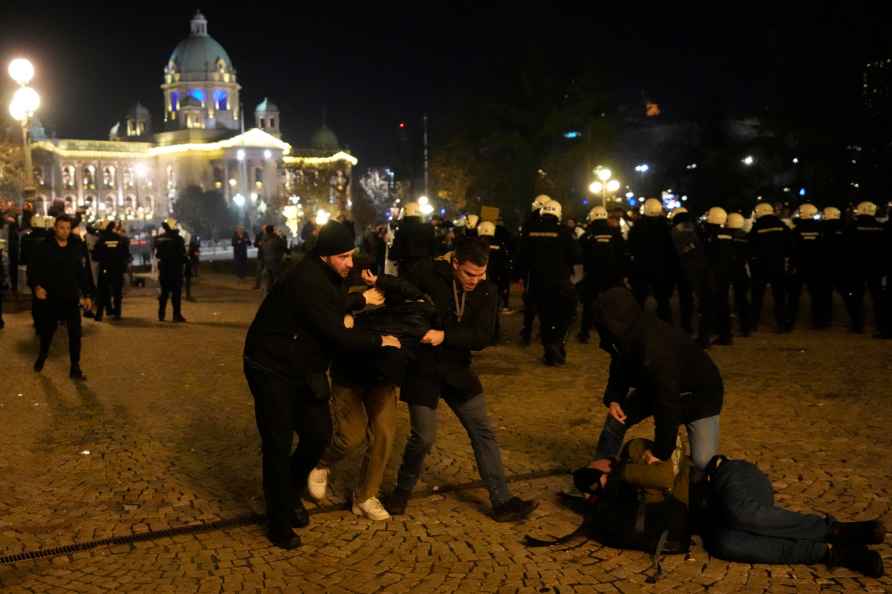 Protest at capital's city council building in Serbia