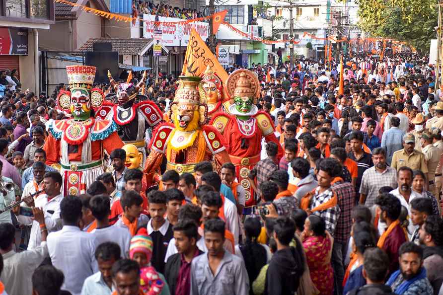 Chikmagalur: Devotees take part in a 'shobha yatra' to celebrate...