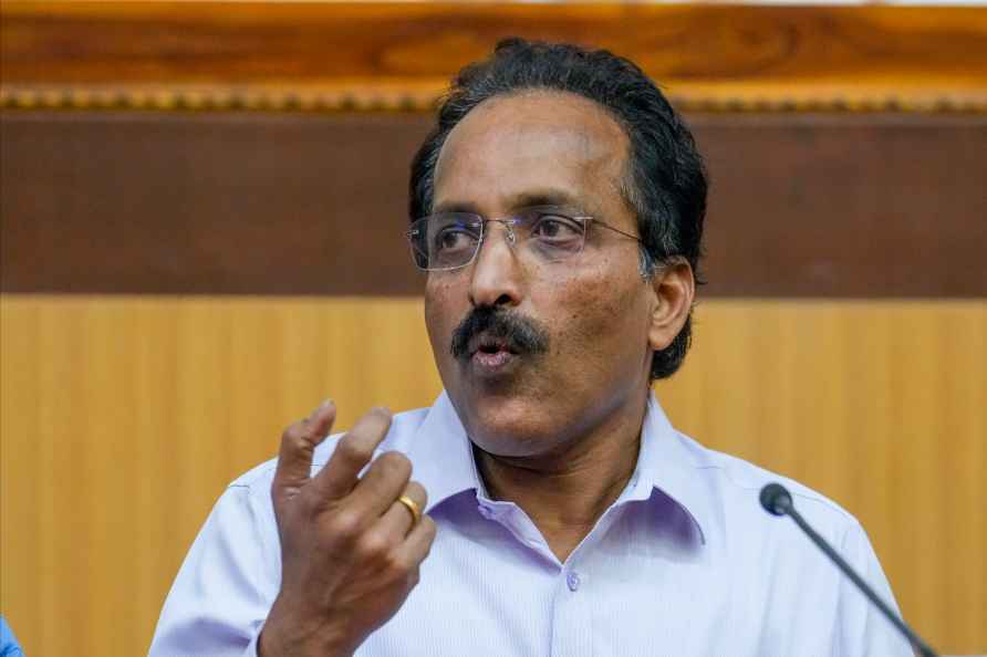 Sriharikota: ISRO Chairman S. Somanath during a press conference...