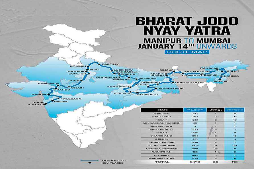 Route map of Bharat Jodo Nyay Yatra