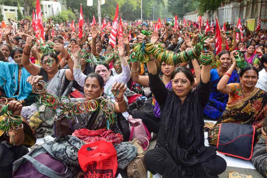 Anganwadi workers protest in Nagpur