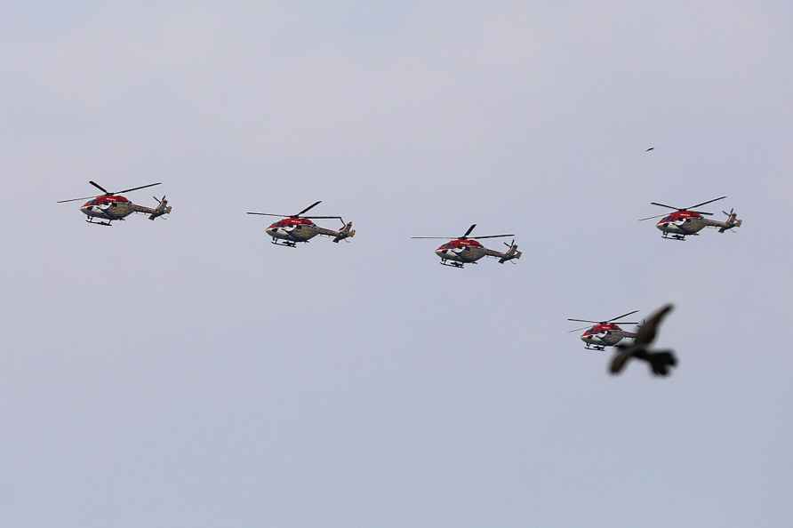 Hyderabad: Hyderabad: 'Sarang' aerobatic team of the Indian Air ...