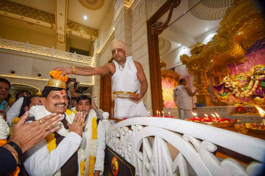 Mohan Yadav at ISKCON temple