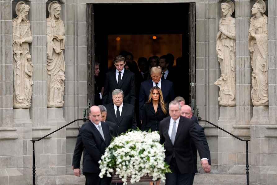 Former first lady Melania Trump, center right, and her father Viktor...