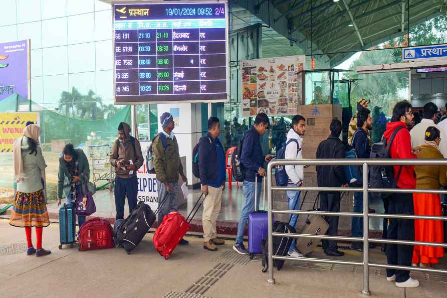 Passengers wait at the Ranchi Airport