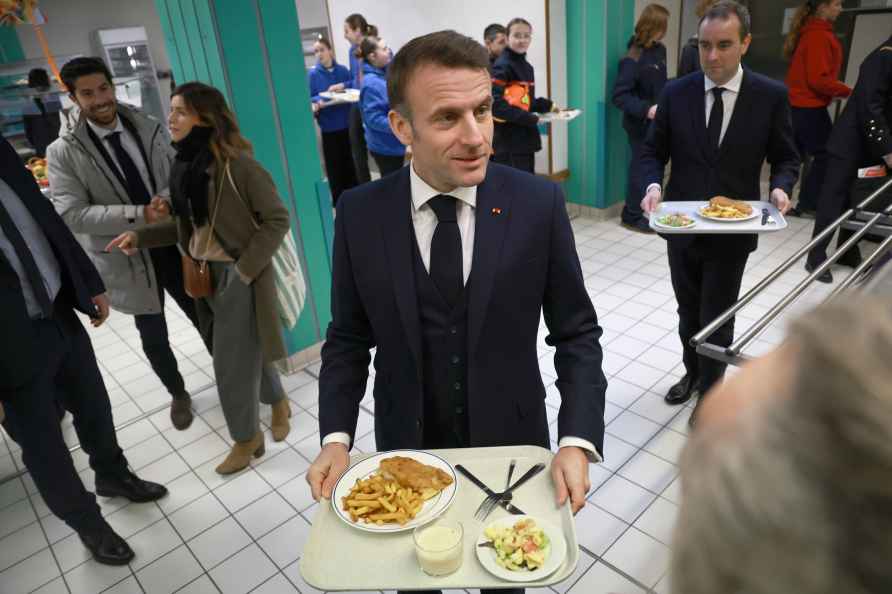 French President Macron visits naval base in northern France