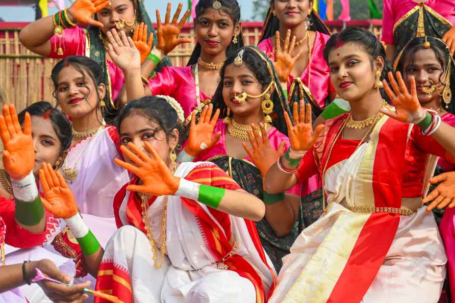 Agartala: School children take part in the celebration of the 75th...