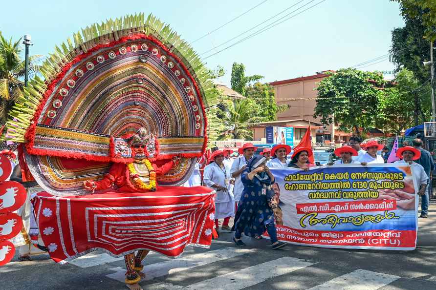 Theyyam artist performance during procession