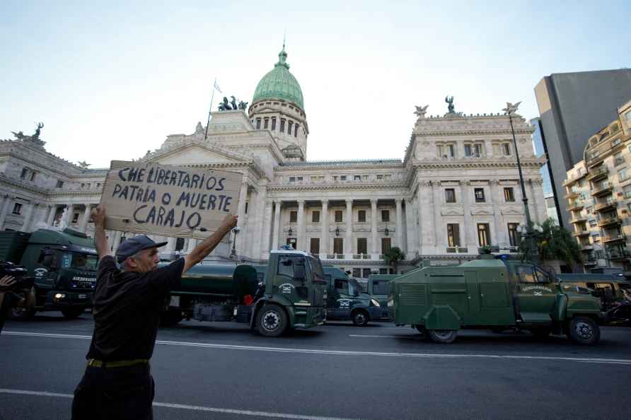 Protester outside Congress