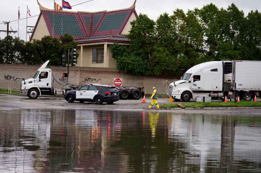 Flooding on a street in Long Beach