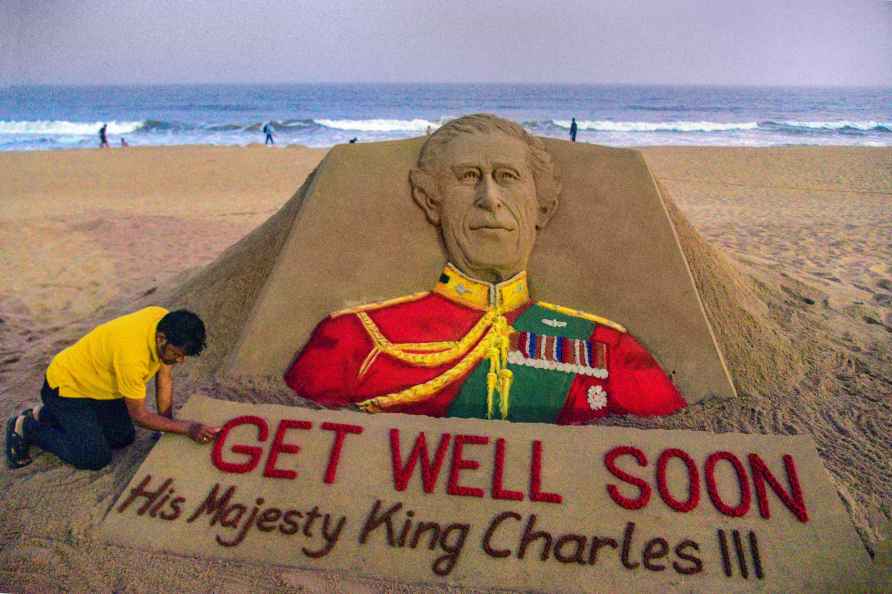 Sand sculpture of Charles III