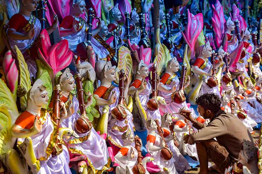 Preparations for Saraswati Puja