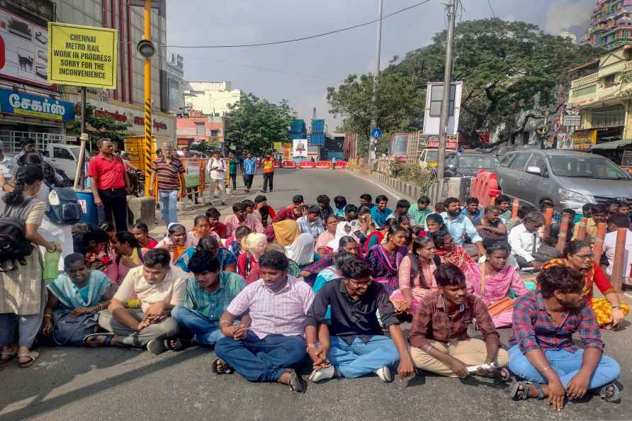 Visually-impaired people protest in Chennai