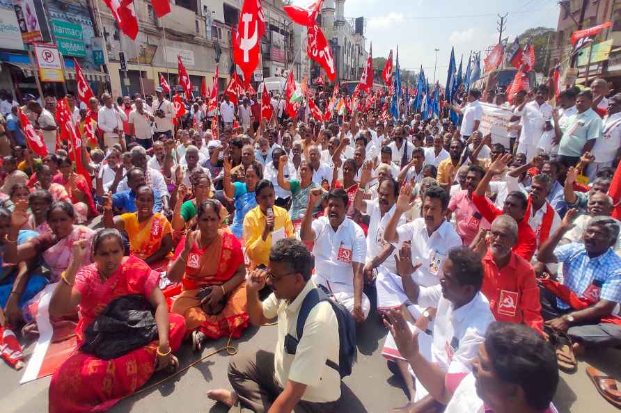 Trade union activists protest