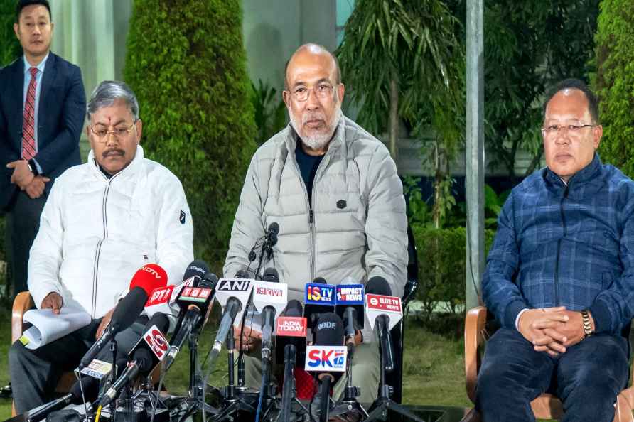 Manipur CM addresses the media in Imphal