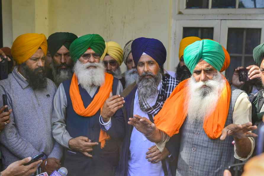 Swarn Singh Pandher speaks to media in Patiala