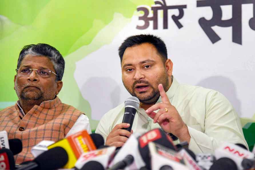 Tejashwi Yadav addresses a press conference