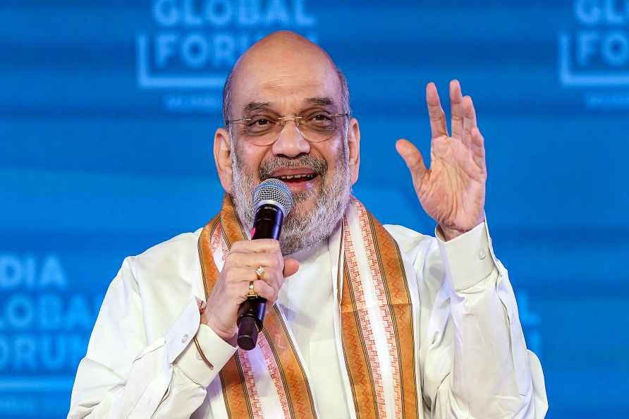 Mumbai: Union Home Minister Amit Shah speaks during the India Global...