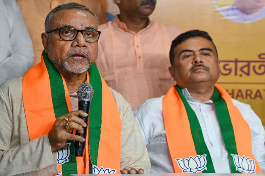 Kolkata: Former Trinamool Congress leader Tapas Roy speaks during...